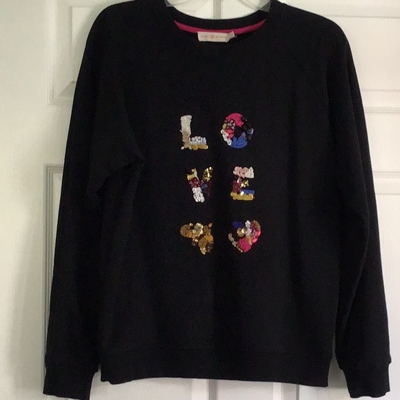 Tory Burch Tops - Tory Burch L Love black sweatshirt.
